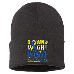 Down Right Perfect Down Syndrome Awareness Day Gift Sustainable Knit Beanie