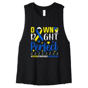 Down Right Perfect Down Syndrome Awareness Day Gift Women's Racerback Cropped Tank