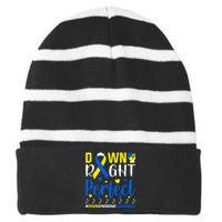 Down Right Perfect Down Syndrome Awareness Day Gift Striped Beanie with Solid Band