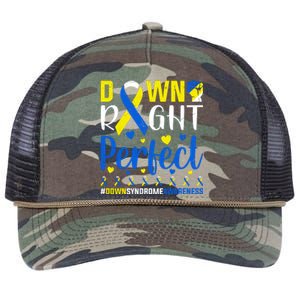 Down Right Perfect Down Syndrome Awareness Day Gift Retro Rope Trucker Hat Cap