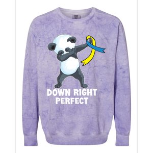 Down Right Perfect Dabbing Panda Down Syndrome Awareness Gift Colorblast Crewneck Sweatshirt