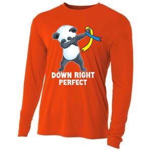 Down Right Perfect Dabbing Panda Down Syndrome Awareness Gift Cooling Performance Long Sleeve Crew