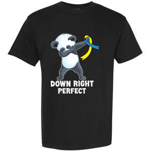 Down Right Perfect Dabbing Panda Down Syndrome Awareness Gift Garment-Dyed Heavyweight T-Shirt