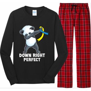 Down Right Perfect Dabbing Panda Down Syndrome Awareness Gift Long Sleeve Pajama Set