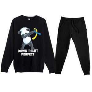 Down Right Perfect Dabbing Panda Down Syndrome Awareness Gift Premium Crewneck Sweatsuit Set