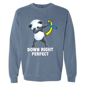 Down Right Perfect Dabbing Panda Down Syndrome Awareness Gift Garment-Dyed Sweatshirt