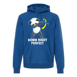 Down Right Perfect Dabbing Panda Down Syndrome Awareness Gift Premium Hoodie