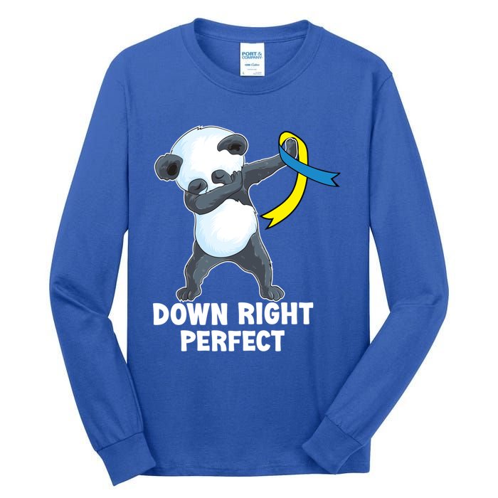 Down Right Perfect Dabbing Panda Down Syndrome Awareness Gift Tall Long Sleeve T-Shirt