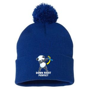 Down Right Perfect Dabbing Panda Down Syndrome Awareness Gift Pom Pom 12in Knit Beanie