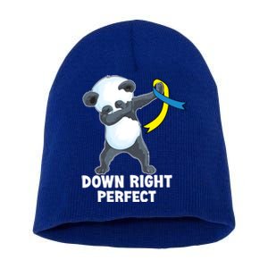 Down Right Perfect Dabbing Panda Down Syndrome Awareness Gift Short Acrylic Beanie