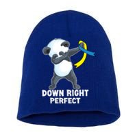 Down Right Perfect Dabbing Panda Down Syndrome Awareness Gift Short Acrylic Beanie