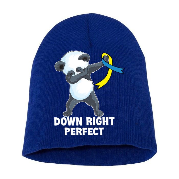 Down Right Perfect Dabbing Panda Down Syndrome Awareness Gift Short Acrylic Beanie