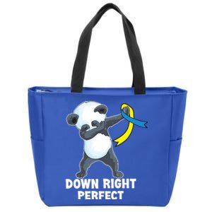 Down Right Perfect Dabbing Panda Down Syndrome Awareness Gift Zip Tote Bag