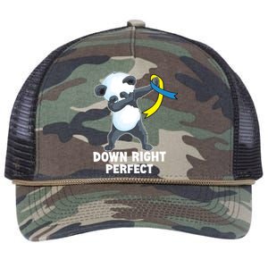 Down Right Perfect Dabbing Panda Down Syndrome Awareness Gift Retro Rope Trucker Hat Cap