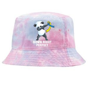 Down Right Perfect Dabbing Panda Down Syndrome Awareness Gift Tie-Dyed Bucket Hat