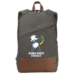 Down Right Perfect Dabbing Panda Down Syndrome Awareness Gift Cotton Canvas Backpack