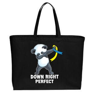 Down Right Perfect Dabbing Panda Down Syndrome Awareness Gift Cotton Canvas Jumbo Tote