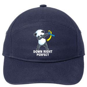 Down Right Perfect Dabbing Panda Down Syndrome Awareness Gift 7-Panel Snapback Hat