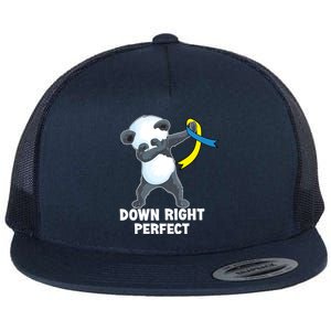 Down Right Perfect Dabbing Panda Down Syndrome Awareness Gift Flat Bill Trucker Hat