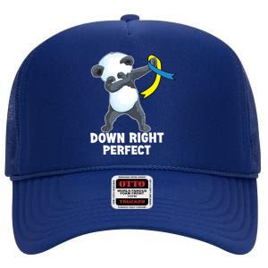 Down Right Perfect Dabbing Panda Down Syndrome Awareness Gift High Crown Mesh Back Trucker Hat