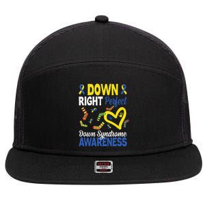 Down Right Perfect Down Syndrome Awareness Heart Sock 7 Panel Mesh Trucker Snapback Hat