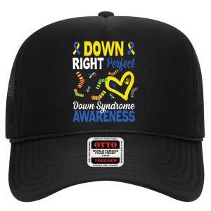 Down Right Perfect Down Syndrome Awareness Heart Sock High Crown Mesh Back Trucker Hat