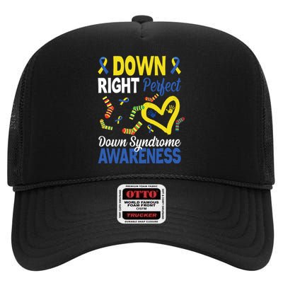 Down Right Perfect Down Syndrome Awareness Heart Sock High Crown Mesh Back Trucker Hat