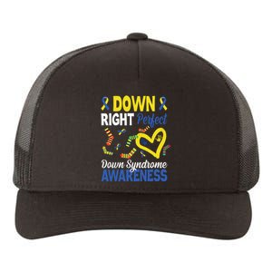 Down Right Perfect Down Syndrome Awareness Heart Sock Yupoong Adult 5-Panel Trucker Hat