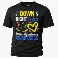 Down Right Perfect Down Syndrome Awareness Heart Sock Cooling Performance Crew T-Shirt