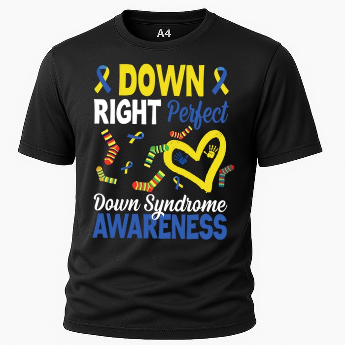 Down Right Perfect Down Syndrome Awareness Heart Sock Cooling Performance Crew T-Shirt