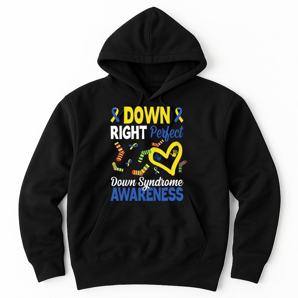 Down Right Perfect Down Syndrome Awareness Heart Sock Hoodie