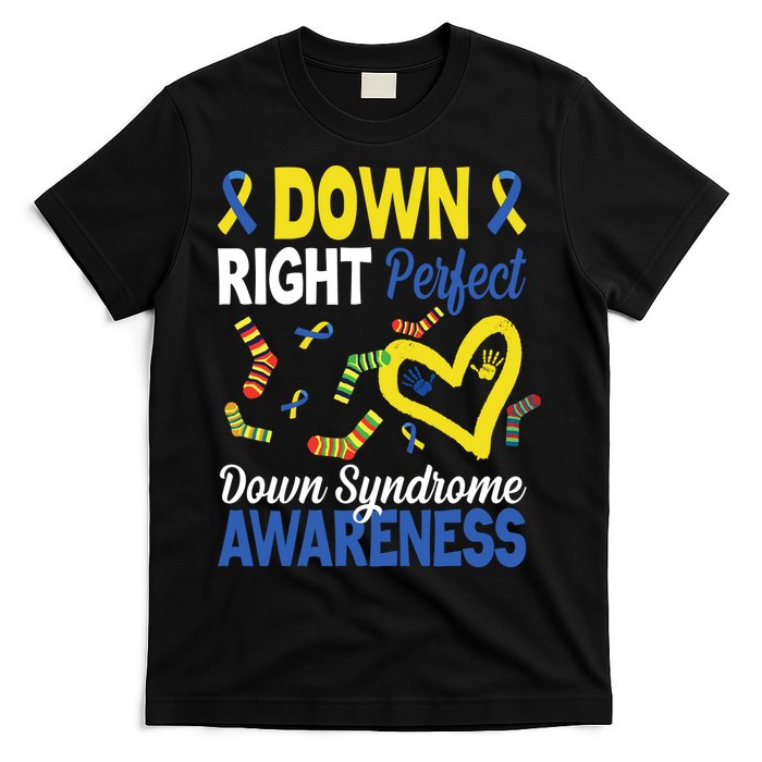 Down Right Perfect Down Syndrome Awareness Heart Sock T-Shirt
