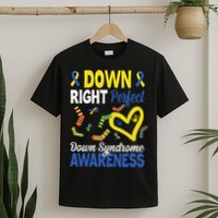 Down Right Perfect Down Syndrome Awareness Heart Sock T-Shirt