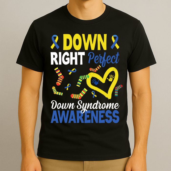 Down Right Perfect Down Syndrome Awareness Heart Sock T-Shirt