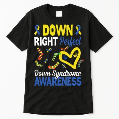 Down Right Perfect Down Syndrome Awareness Heart Sock Tall T-Shirt