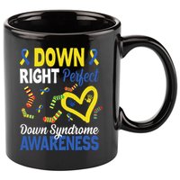 Down Right Perfect Down Syndrome Awareness Heart Sock 11oz C Handle Ceramic Mug