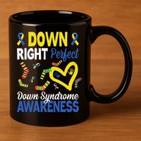 Down Right Perfect Down Syndrome Awareness Heart Sock 11oz C Handle Ceramic Mug