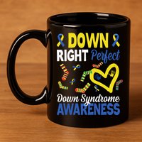 Down Right Perfect Down Syndrome Awareness Heart Sock 11oz C Handle Ceramic Mug