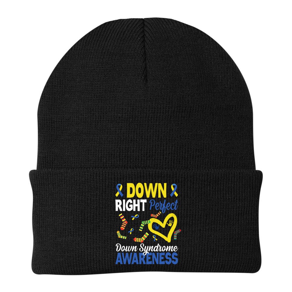 Down Right Perfect Down Syndrome Awareness Heart Sock Beanie