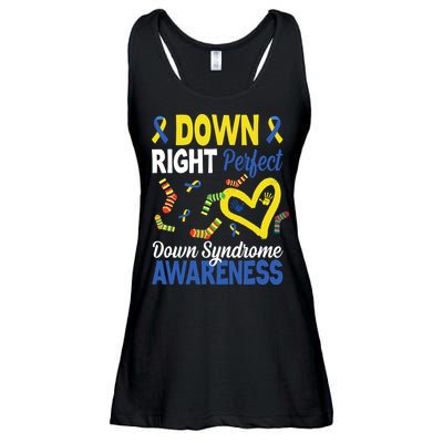 Down Right Perfect Down Syndrome Awareness Heart Sock Ladies Essential Flowy Tank