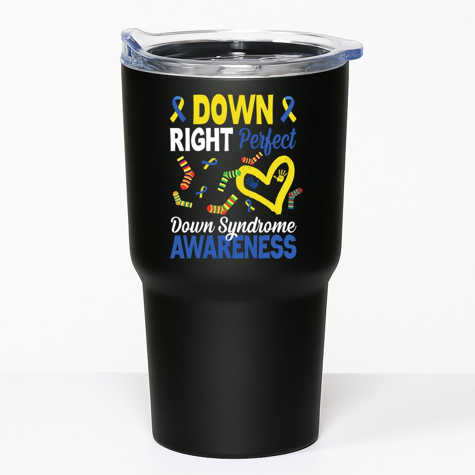 Down Right Perfect Down Syndrome Awareness Heart Sock Tumbler