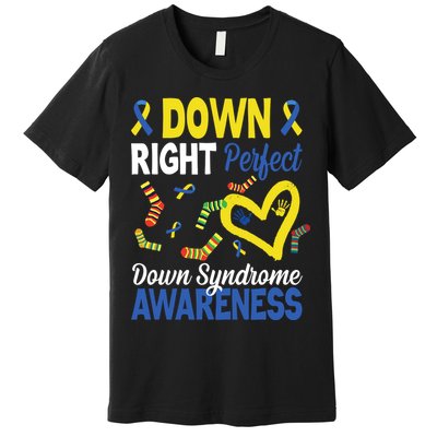 Down Right Perfect Down Syndrome Awareness Heart Sock Premium T-Shirt