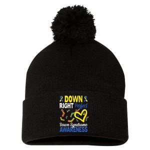 Down Right Perfect Down Syndrome Awareness Heart Sock Pom Pom 12in Knit Beanie