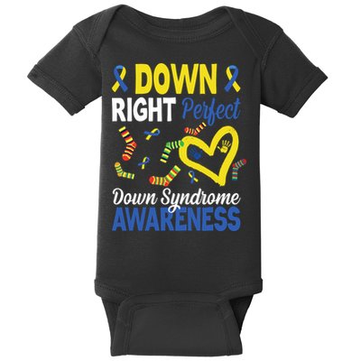 Down Right Perfect Down Syndrome Awareness Heart Sock Baby Bodysuit