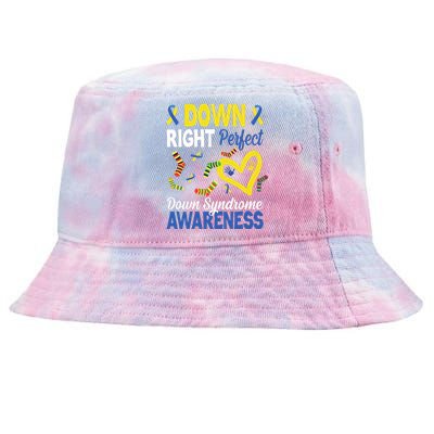 Down Right Perfect Down Syndrome Awareness Heart Sock Tie-Dyed Bucket Hat