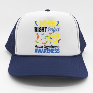 Down Right Perfect Down Syndrome Awareness Heart Sock Trucker Hat