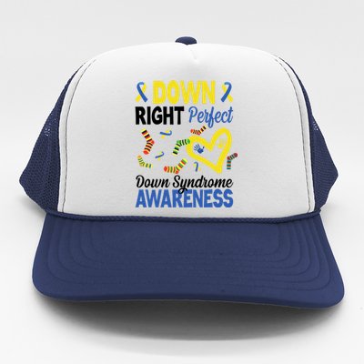 Down Right Perfect Down Syndrome Awareness Heart Sock Trucker Hat