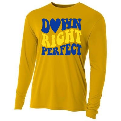 Down Right Perfect Down Syndrome Awareness Cooling Performance Long Sleeve Crew