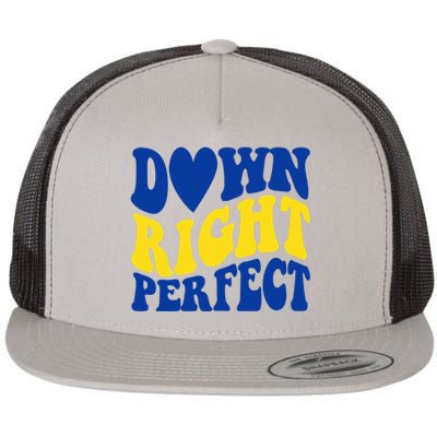 Down Right Perfect Down Syndrome Awareness Flat Bill Trucker Hat