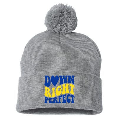 Down Right Perfect Down Syndrome Awareness Pom Pom 12in Knit Beanie